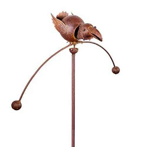 CIM Edelrost Gartenstecker - Vogel Gartenpendel - Abmessung: 47 x 25 x 21 cm - Gesamthöhe: 110cm - Attraktive Garten-Outdoor-Dekoration