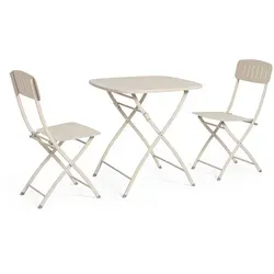 Garten-Set Yvonne aus Metall, klappbar, champagner beige - Stylisches Garten-Set für entspannte Stunden im Freien. Robuste Materialien und pflegeleichte Oberfläche sorgen für langanhaltenden Komfort auf Balkon oder Terrasse.