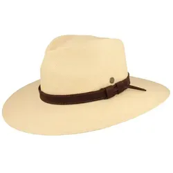 Breiter Strohhut Breiter Panama-Hut mit Leder-Garnitur & UV-Schutz 50 beige XXL