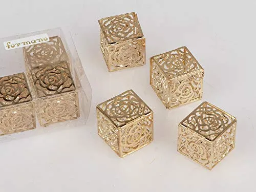 formano 6er Set Deko - Würfel Gold kristall 3 cm mit Glasperlen