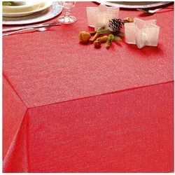 Beautex Tischdecke Lurex Tischdecke Weihnachten, Silber Gold glänzend, Weihnachtstisch (1-tlg) rot|silberfarben 80 cm x 80 cm