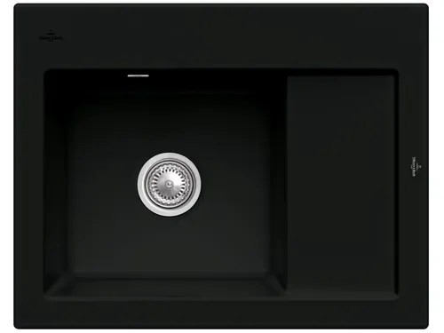 Villeroy & Boch Subway 45 Compact Keramikspüle - Pure Black - Sanitäranlagen & Zubehör, elegante Einbauspüle in Pure Black mit Handbetätigung, ideal für moderne Küchen und Unterschränke ab 45 cm.
