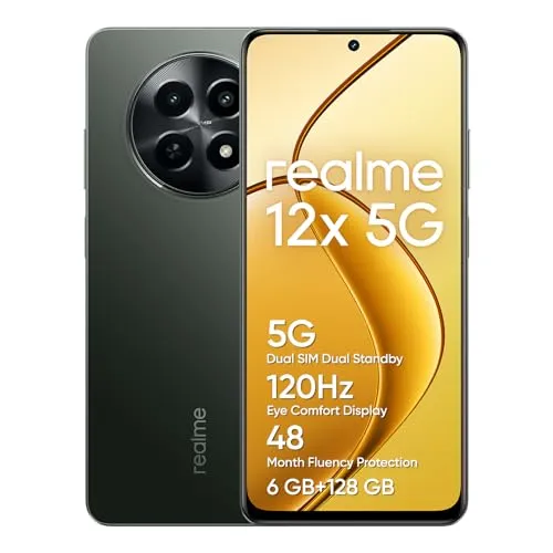 realme 12X 5G Smartphone, 128GB, 6GB RAM, Glowing Black - SMARTPHONES mit 6,72
