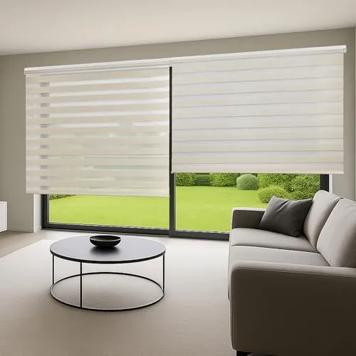 STORESDECO Doppelrollo mit Bohren 180H x 60B cm für Fenster & Türen - Zuverlässiger Lichtschutz & Sichtschutz - Kindersichere Rollos für Fenster mit Bohren & Einfacher Montage - Made in Europe