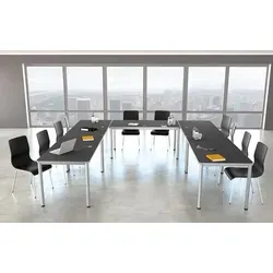 Kerkmann Schreibtisch Prime, anthrazit/silber, L-Form von Kerkmann