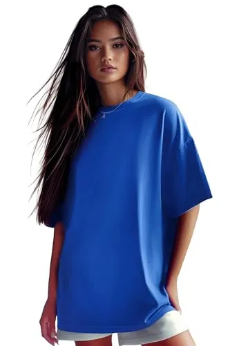 Reichstadt Damen Oversized T-Shirt 24RSW058 Blue M - T-Shirts für Damen, vielseitig kombinierbar im modernen Oversized-Look – ideal für jeden Anlass und aus 100% Baumwolle für höchsten Komfort.