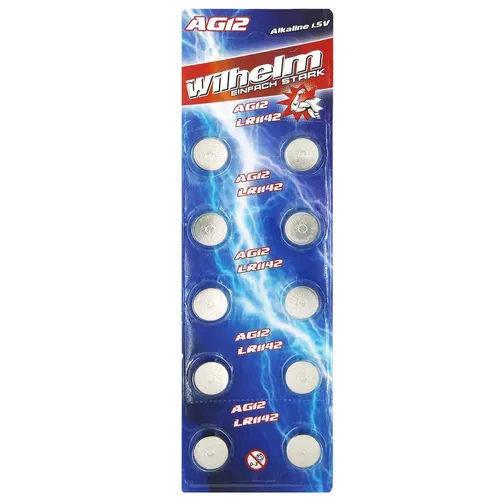 Wilhelm AG12 Knopfzellen Knopfbatterien Uhrenbatterien Blisterpack 10 x