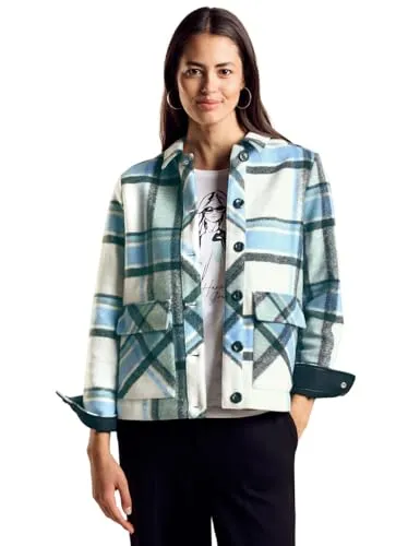 STREET ONE Damen A212241 Kurze Jacke, Lucid White, 34 - Funktionsjacken mit Hemdkragen und Knopfleiste, ideal für lässige Outfits und angenehmen Tragekomfort.
