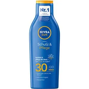 Nivea Sonnencreme Sun Schutz und Pflege, LSF 30, 250ml - Sonnenschutzmittel mit LSF 30, wasserfest und ideal für normale Haut. Schützt vor Sonnenbrand und vorzeitiger Hautalterung, spendet 48h Feuchtigkeit und ist dermatologisch bestätigt.