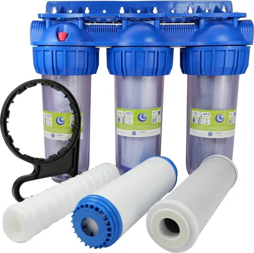 CHM HmbH 3- Stufen Vorfilter System 3/4 Zoll IG Wasserfilter Hauswasseranlage Brunnen