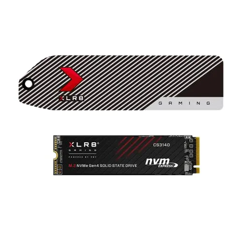 PNY XLR8 CS3140 1TB M.2 NVMe SSD - Festplatte mit 1TB Kapazität, beeindruckenden Lesegeschwindigkeiten von bis zu 7500 MB/s und einem integrierten Kühlkörper für optimierte Leistung während intensiver Gaming-Sessions.