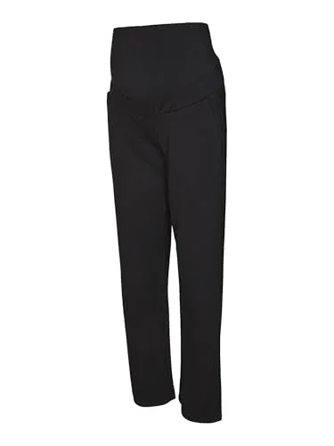 MAMA.LICIOUS Damen MLLIF Straight JRS Pant NOOS Hose, Black, L - Hosen für Schwangere, bequeme Pull-On Hose mit hohem Bund und praktischen Seitentaschen für maximalen Komfort.