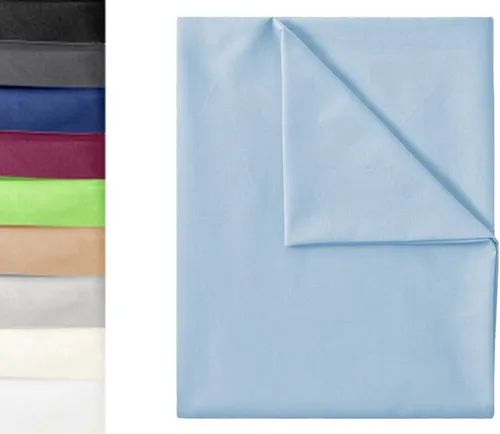 NatureMark Bettlaken gewebtes Bettlaken, 100% Baumwolle, Gummizug: ohne, (1 Stück), Laken Haustuch, viele Größen und Farben, 180x275 cm, Hell blau