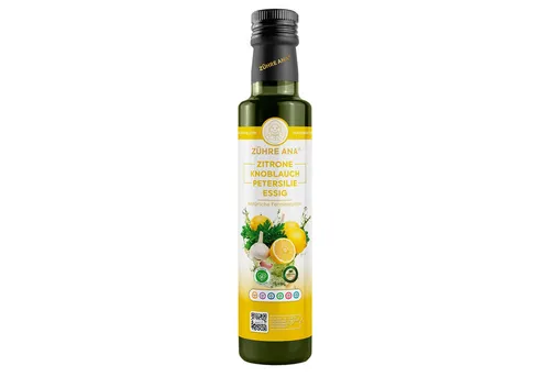 Zühre Ana® Essig Zitrone Knoblauch Petersilie Essig- Natürlich & Ungefiltert, 500 ml, Traditioneller Essig für Tisch und Küche