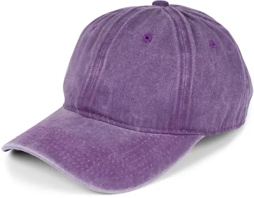 styleBREAKER Unisex Baseball Cap Vintage Look verstellbar 6-Panel Cappy in Washed Optik mit gebogenem Schirm Baumwolle Retro Cap Damen und Herren, Farbe:Lila
