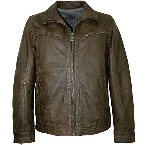 Maddox - Herren Lederjacke Lammnappa braun antik Größe 48