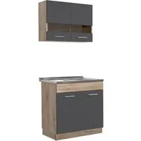 Produktbild Homestyle4u 2324, Moderne Grau Eiche Küchenzeile 80 cm