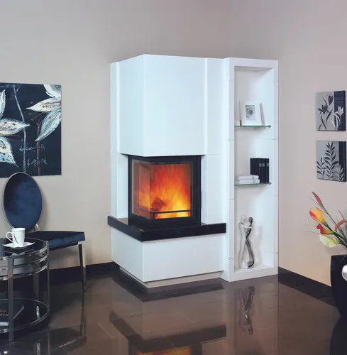 Kaminbausatz Hark Easy 500 mit Regal und Radiante 500/57 K Granit 8 kW