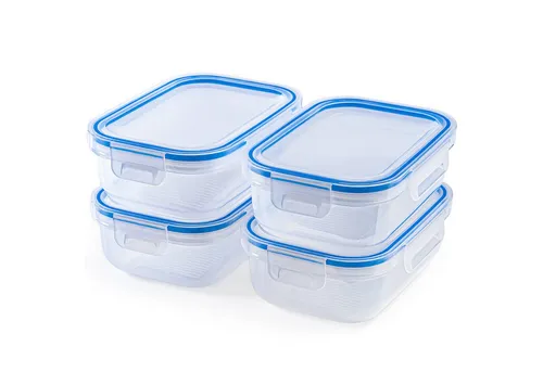 KONZEPT Frischhaltedose Set 1L mit Deckel,Kühlschrank Organizer Transparent, (4-tlg), Stapelbar, Lunchbox Auslaufsicher lebensmittelechtem Kunststoff
