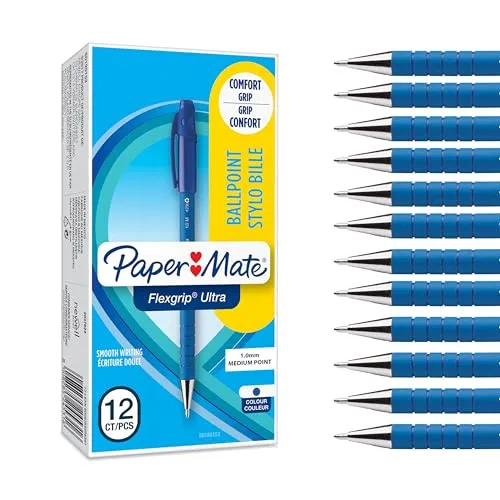 PAPER MATE Flexgrip Ultra-Kugelschreiber - 12er-Box, mittlere Spitze 1,0 mm, ergonomisches Design für komfortables Schreiben