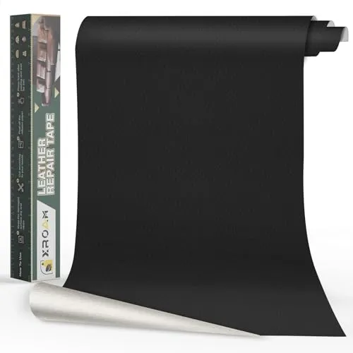 Xroam Kunstleder Selbstklebend, 60x200 cm Schwarz Leder Reparatur Patch, Lederflicken Selbstklebender, Kunstleder Reparaturset, Leder Patch Selbstklebend für Sofa, Autositze, Taschen, Jacken