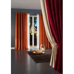 Wirth Vorhang Trondheim 328 g/m², Schlaufen, blickdicht, Chenille beige 132 cm x 180 cm
