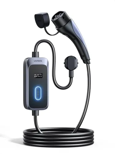UGREEN Tragbares EV Ladegerät 3,68KW - Ladestationen für Elektrofahrzeuge mit einstellbarem Strom von 8A bis 16A für individuelles Laden. Sicher und zuverlässig mit IP67 Schutz gegen Wetterbedingungen, ideal für den ganzjährigen Einsatz.