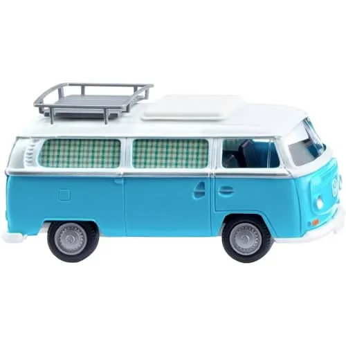 Wiking 031504 H0 PKW Modell Volkswagen T2 Campingbus, eisblau/weiß