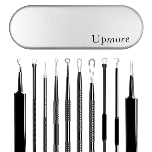 Upmore Mitesserentferner Set aus Edelstahl, 6-teiliges Profi-Werkzeug mit Aufbewahrungsbox