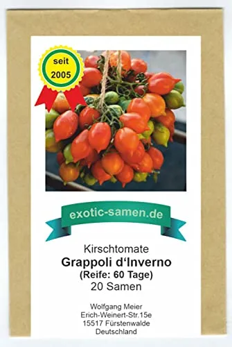 Kirschtomate – Cherrytomate – Grappoli d’Inverno - äüßerst ertragreich – 20 Samen
