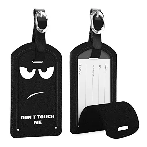 [2 Stück] Fintie Kofferanhänger aus Kunstleder, Gepäckanhänger ID Etikett mit Adressschild Namenschild für Reisetasche Koffer, Don't Touch