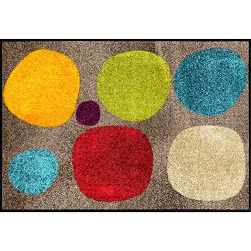 Broken Dots Wohnmatte 50x75cm - Stilvolle Fußmatte von Salonloewe - Tür- & Bodenmatten: Bunte, moderne Fußmatte mit einem einzigartigen Punktedesign, hergestellt in Deutschland aus strapazierfähigem Polyamid.