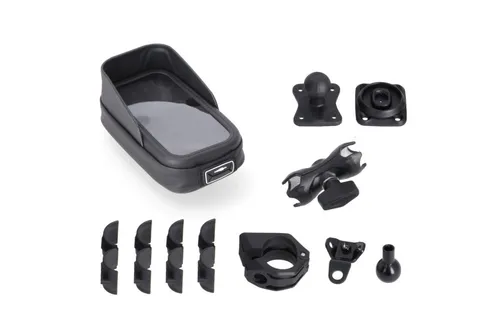 UNIVERSAL Set of Different GPS Holders mit SW-MOTECH Handlebar Phone CASE - Kfz-Handyladestationen, vielseitige GPS Halterungen für jedes Motorrad und sicheres Handy-Management während der Fahrt.