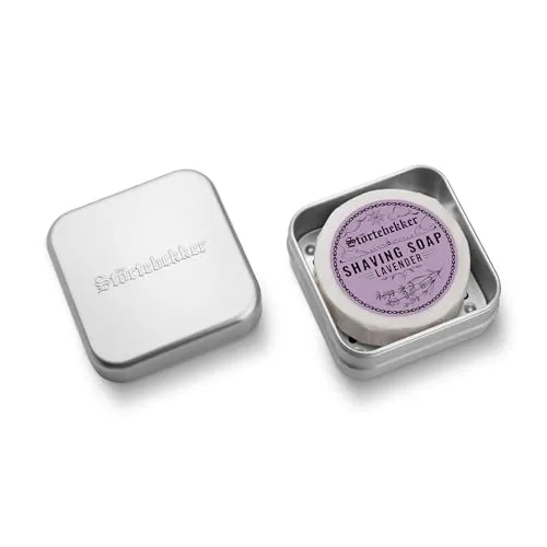 Störtebekker® Premium Rasierseife & Seifendosen Set - Seifendose Aluminium Set inkl. Rasierseife in verschiedenen Varianten - Vegane Rasierseife Handgefertigt in Seifenmanufaktur (Lavendel)