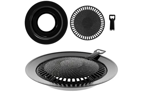 EVOCAMP Grillplatte Aufsatz für Gaskocher antihaftbeschichtete Grillpfanne für Camping BBQ, rund 32 cm