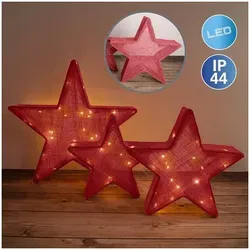 Näve 3er-Set LED-Deko-Weihnachtssterne rot mit Trafo