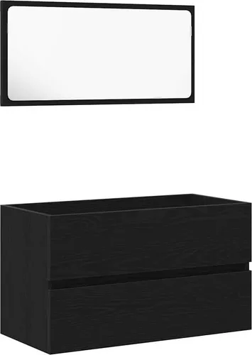 vidaXL 2-tlg. Badmöbel-Set Schwarz Eiche Holzwerkstoff von vidaXL