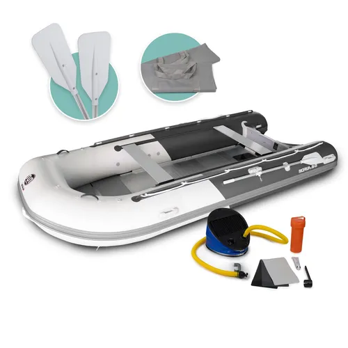 Aufblasbares Schlauchboot 420 cm grau-dunkelgrau mit Aluminiumboden