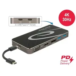 DELOCK 87773 - USB Type-C Dockingstation für Laptop - Port-Replikator mit Unterstützung für bis zu 3 Monitore, USB Power Delivery bis 100W und vielseitigen Anschlussmöglichkeiten für optimale Produktivität.