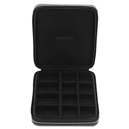 Friedrich|23 Schmucketui London - Elegantes Leder-Schmucketui in Schwarz, ideal für Reisen mit 12 Fächern und herausnehmbaren Stegen zur individuellen Anpassung.