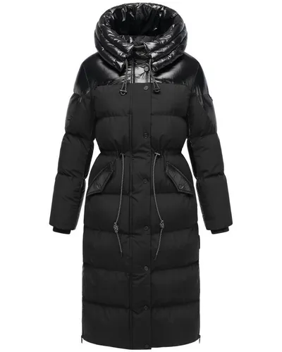 Navahoo Steppmantel Knusperherz 14 Langer gesteppter Damen Wintermantel mit Materialmix