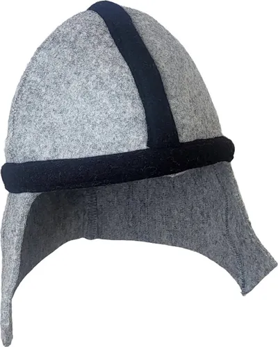 Handgefertigter Saunahut aus grauer Wolle, Ritterhelm-Design, umweltfreundlich, bequem