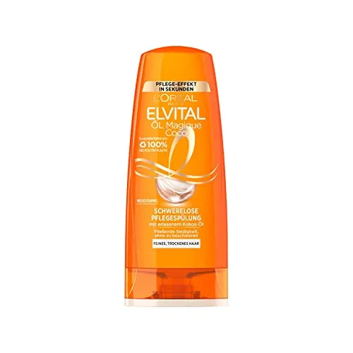 L'Oréal Paris Elvital Öl Magique Coco Conditioner 250 ml - Haarspülung & Conditioner, pflegt bis in die Spitzen, glättet für brillante Brillanz und verzaubert mit einem dezenten Kokosnuss-Duft.