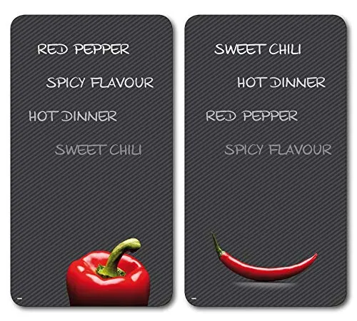 Kesper | Multi-Glasschneideplatte, Material: Glas, Maße: 52 x 30 x 0,8 cm, Motiv: Chili, Farbe: Schwarz, Rot | 36525 13
