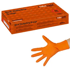 Industrade unisex Einmalhandschuhe Nitril StellarGrip Orange orange Größe S, 50 St.