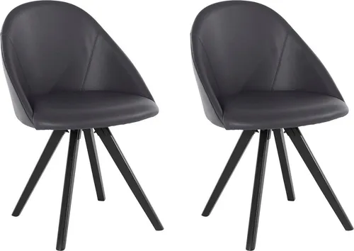 OTTO home 4-Fußstuhl Lotos (Set, 2 St), Bezug aus Echtleder und Gestell aus Eiche Massivholz