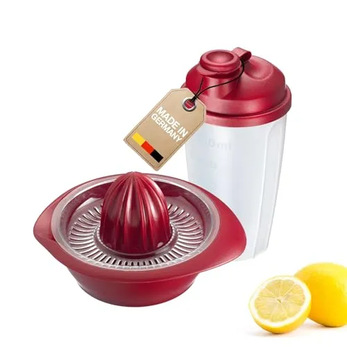 Westmark Fitness-Set 2tlg., Zitrus- und Orangenpresse und Dressingshaker, Fassungsvermögen: je 0,5 l, Kunststoff, Mixery, Limetta, Rot/Transparent, 3091226E
