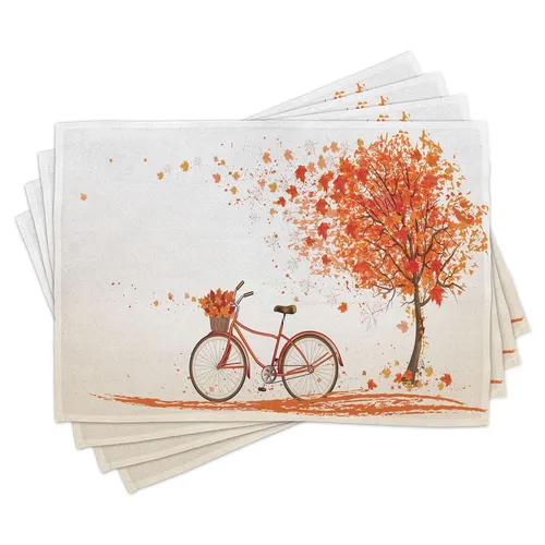 Tischset Platzset 4er Set Orange Herbst-Baum