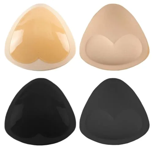 TNSOYCA 2 Paar BH Einlagen,Selbstklebende BH Pads,Silikon Breast Enhancer Push Up Bra,Geeignet Für Unterwäsche,Bikinis,Bademode,Schwarz und Beige