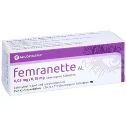Produktbild FEMRANETTE AL 0,03 mg/0,15 mg überzogene Tab. 6X21 St